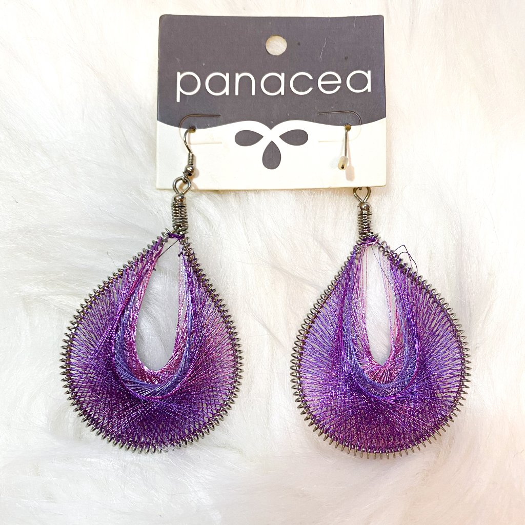 Purple Threaded Dangling Earrings Nwt